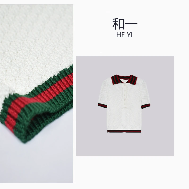 HY 名媛气质透气减龄短袖针织衫-00090