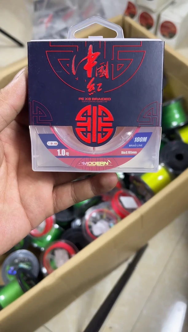 PE色纱8编1号100米1盘中国红路亚无包装拼手速