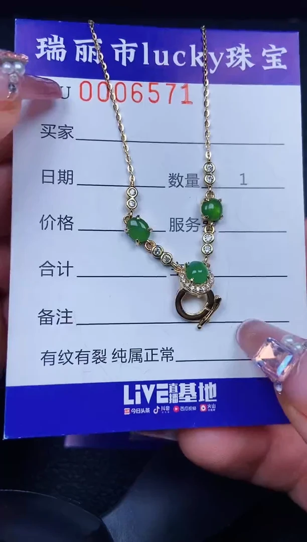 翡翠银S925镶嵌颈饰6571