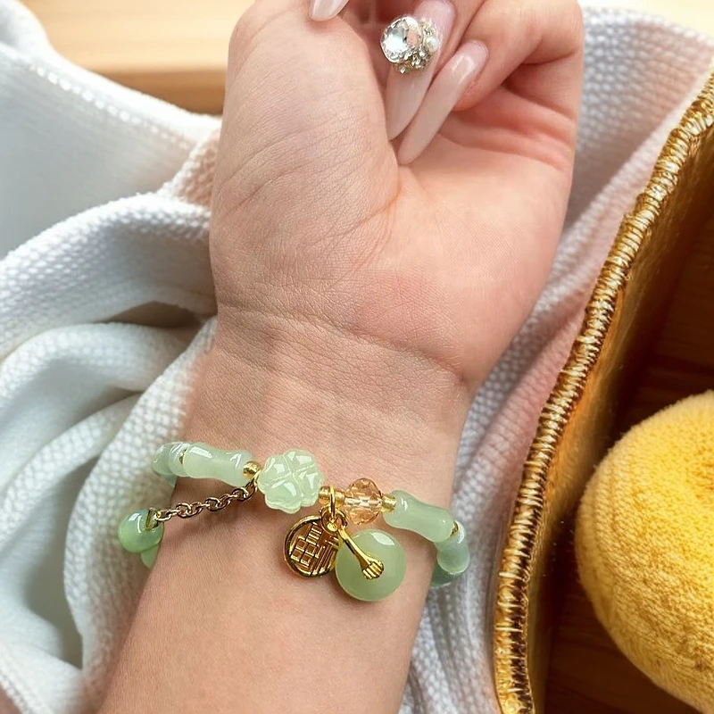 非金属珐琅手链 竹节水晶琉璃手串珠清新甜美高颜值