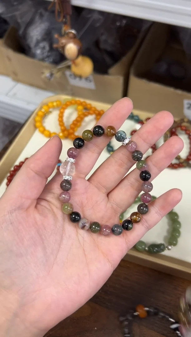 手链未镶嵌碧玺老矿彩虹碧玺水晶款手链[1585]