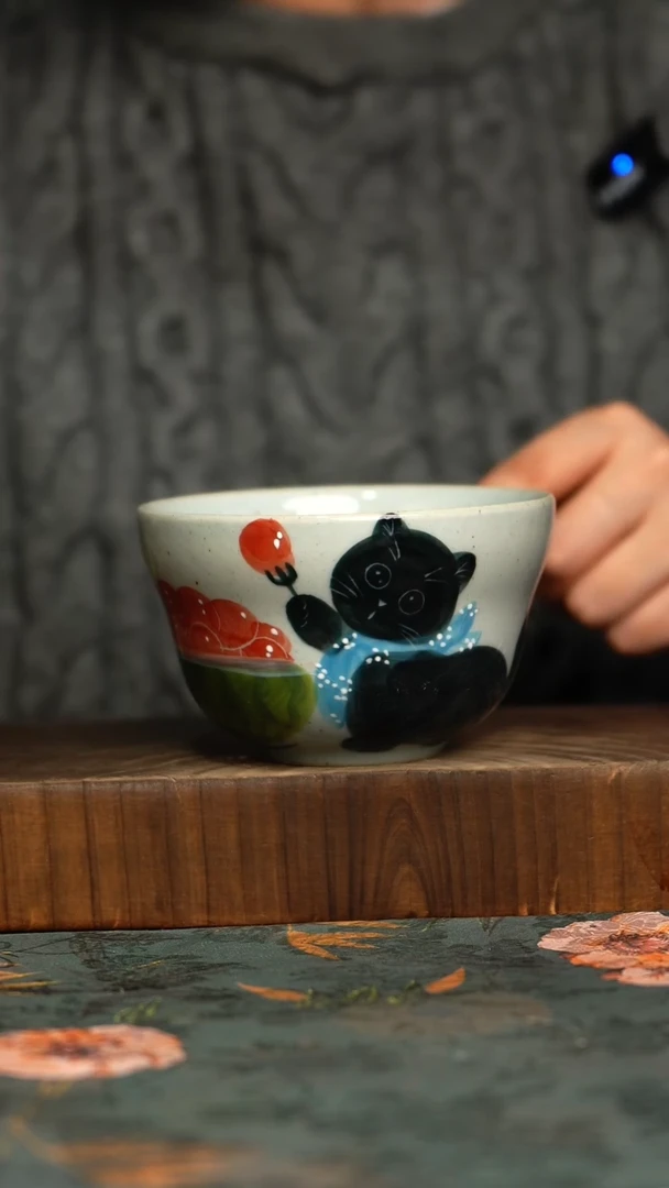 杯釉下彩手工手绘同款陶器