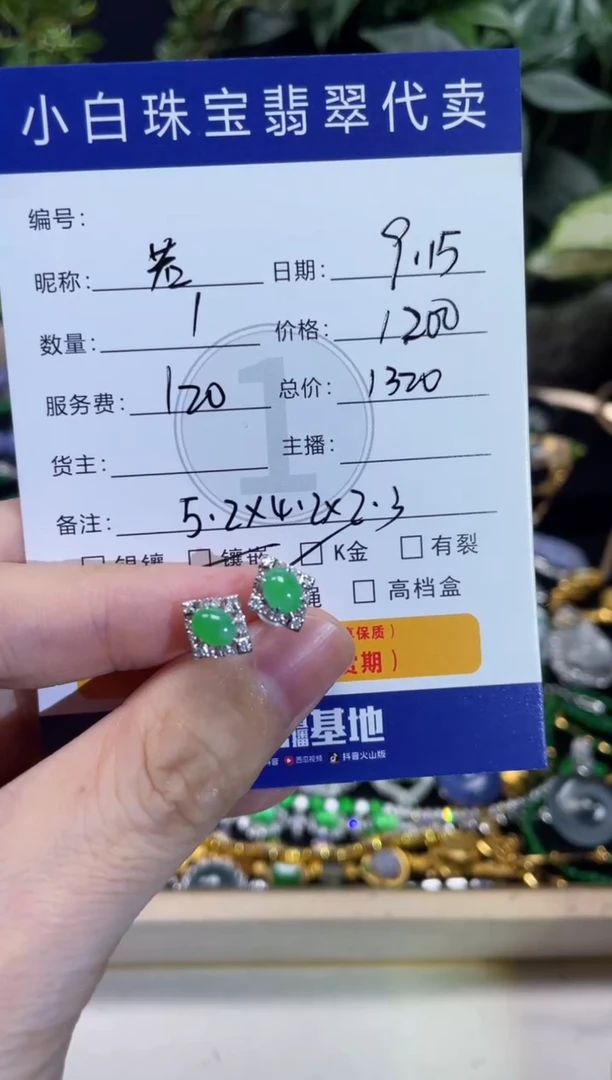 吊坠(不含链)18K金镶嵌翡翠若**意耳饰