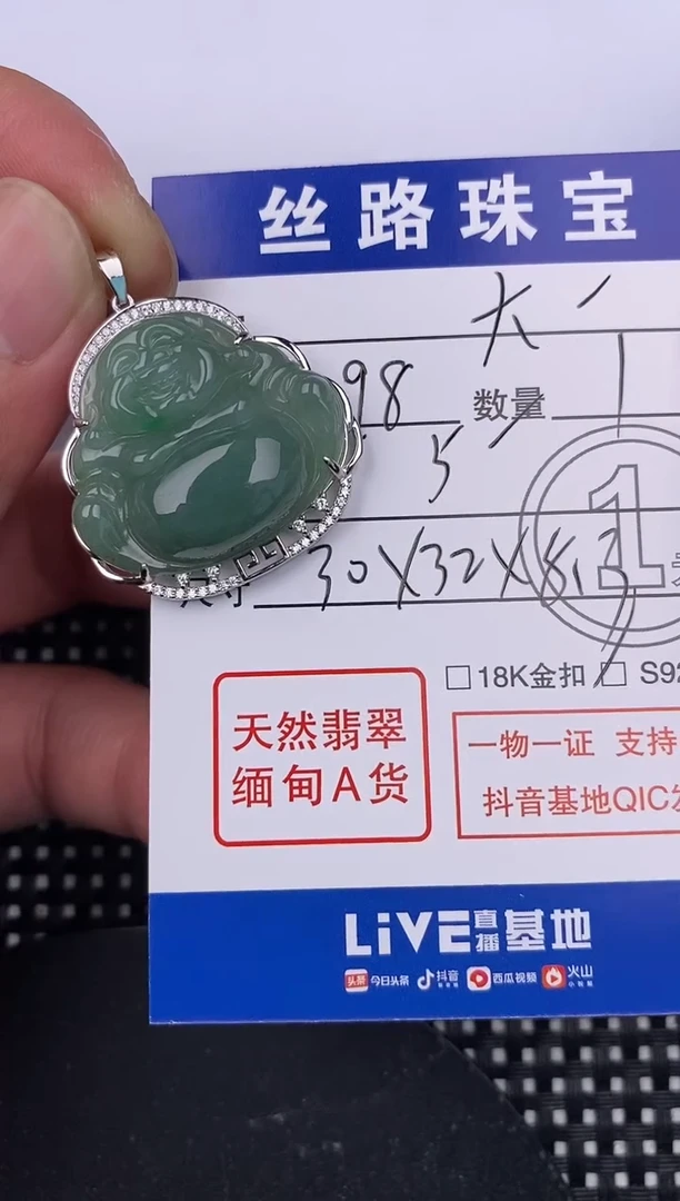 【闪购商品】翡翠颈饰银S925镶嵌挂件