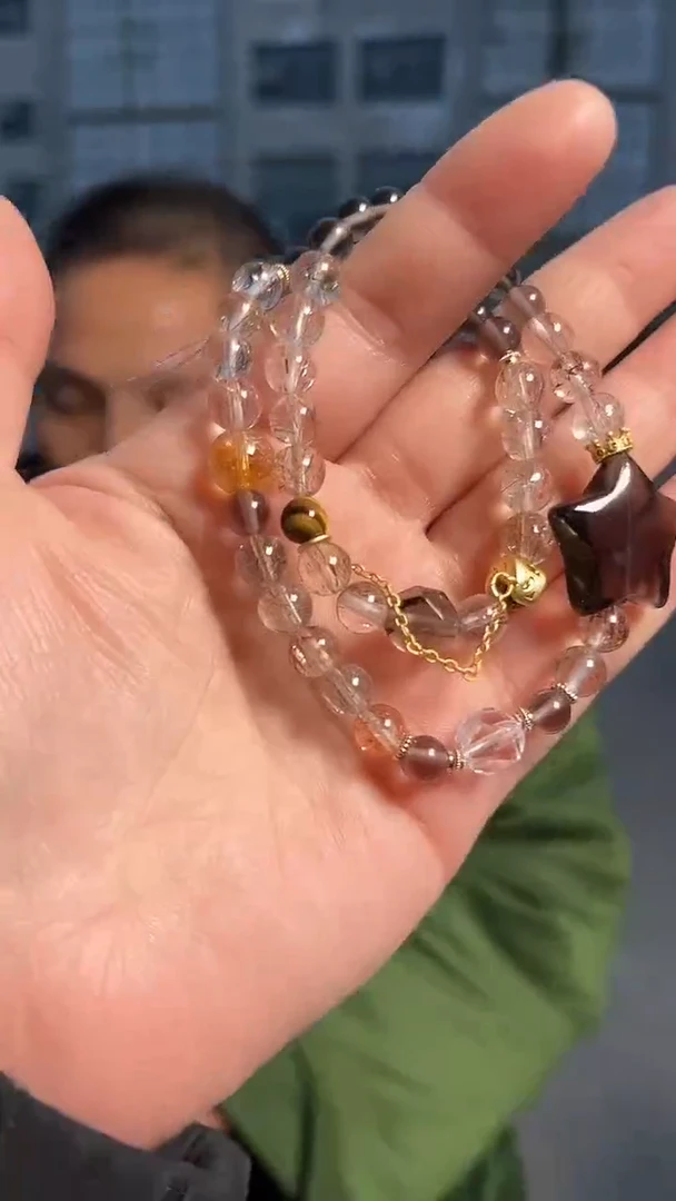 【闪购商品】水晶手链未镶嵌天然DIY黑金超手串多样性发一6mm