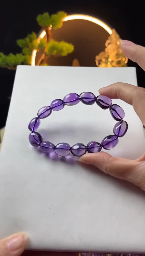【闪购商品】紫晶手链未镶嵌天然紫水晶随形手串12mm左右