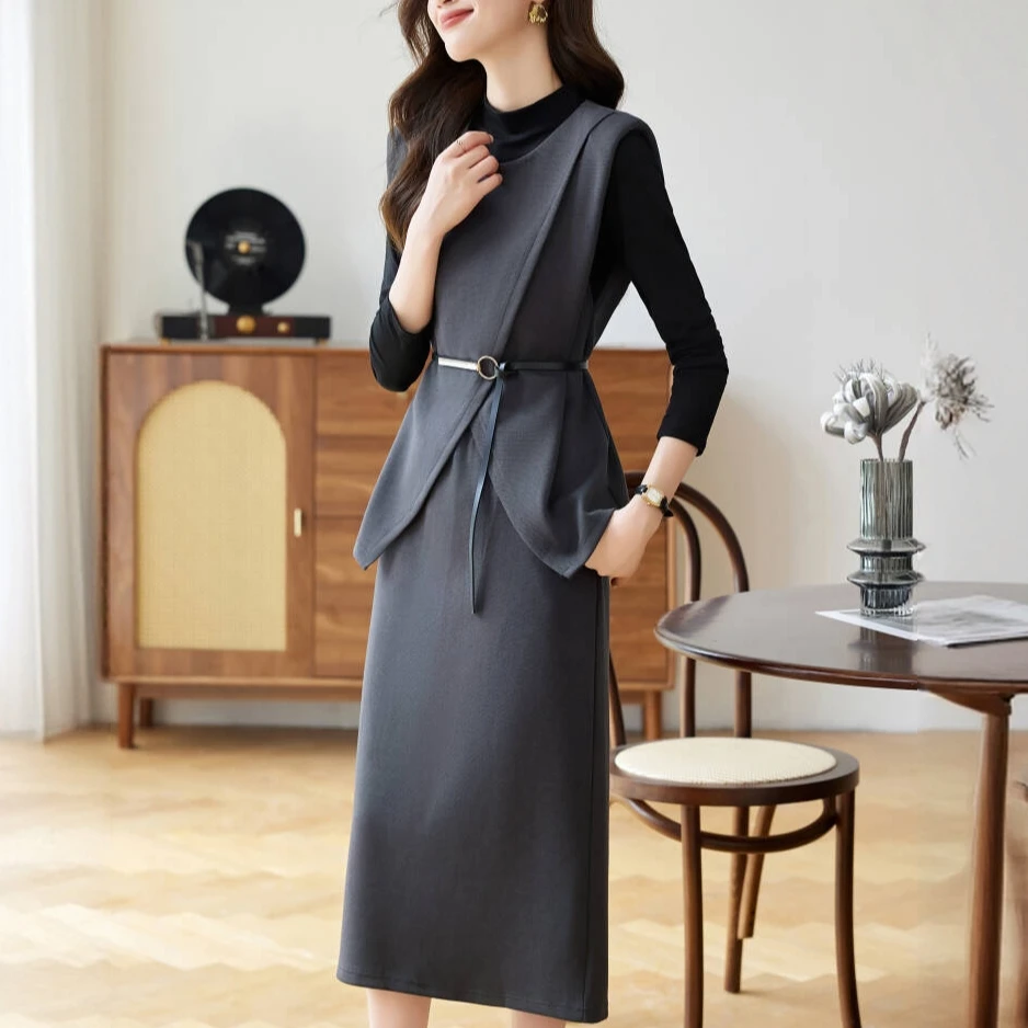 法式收腰女神2025三件套装职业显瘦马甲春秋时尚长袖修身气质洋气