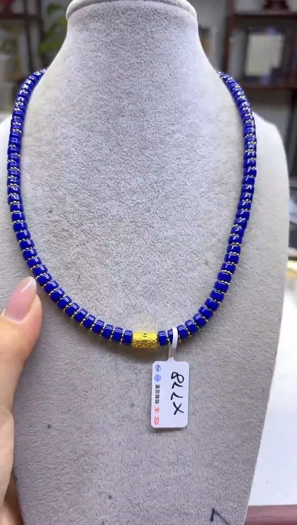14K金镶嵌青金石颈饰DIY款X778