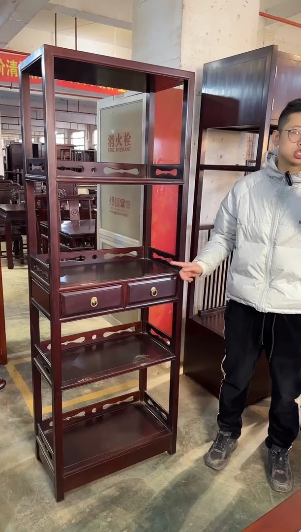 黑酸枝木类成套家具无门加大书柜