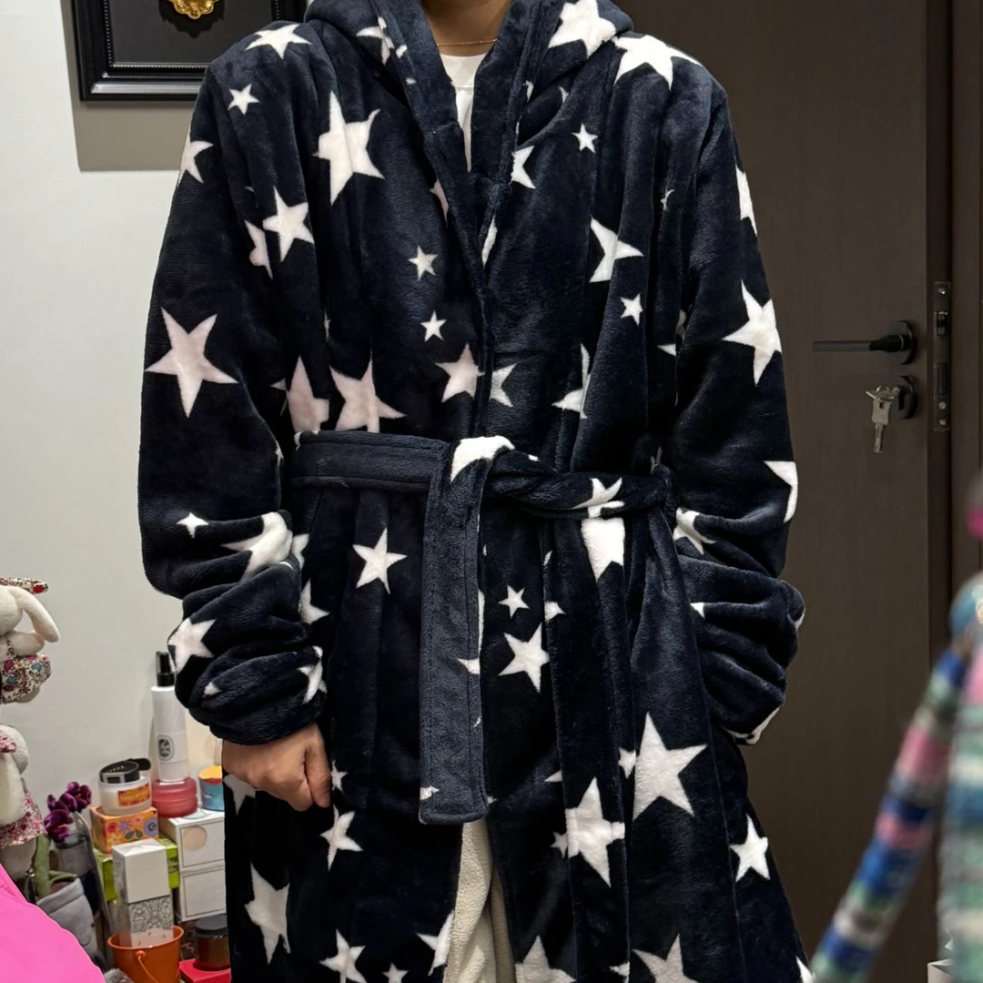 25574 藏青冬季浴袍女