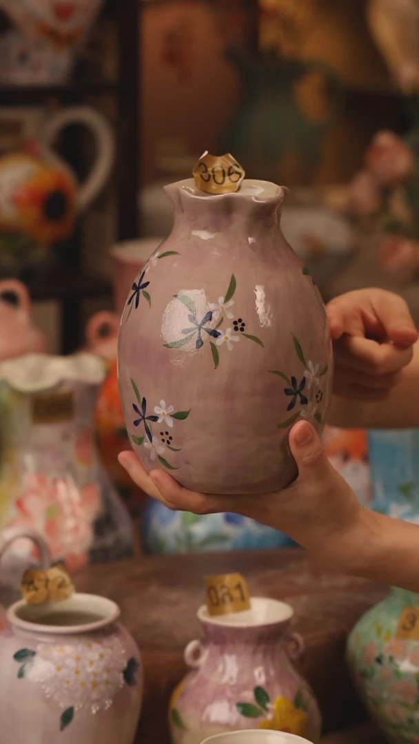 陶瓷306景德镇设计师手作花器摆件侘寂风
