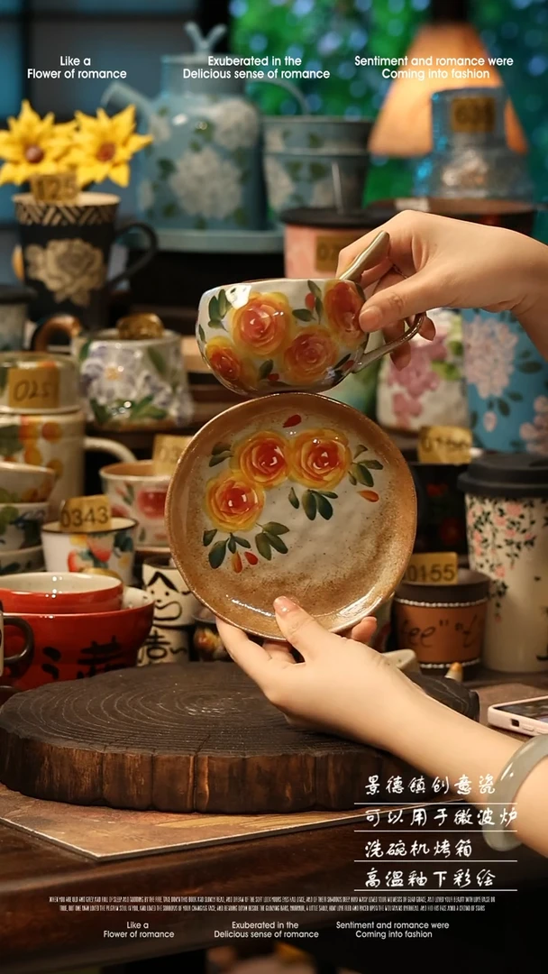 陶瓷景德镇高温釉下彩手工手绘款式@A1162@