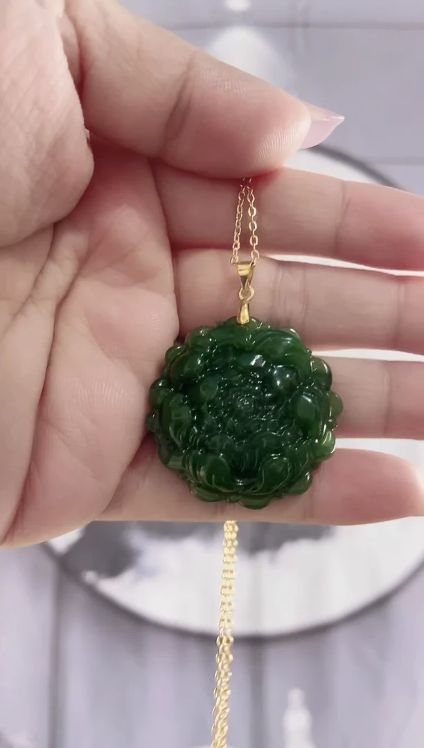 和田玉（碧玉）未镶嵌颈饰（牡丹花吊坠）多样性发货