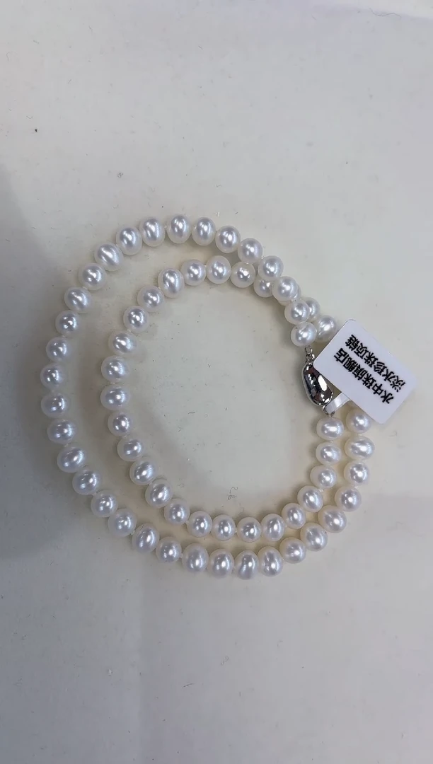 【闪购商品】淡水珍珠颈饰银S925镶嵌6-7MM无核白珠项链