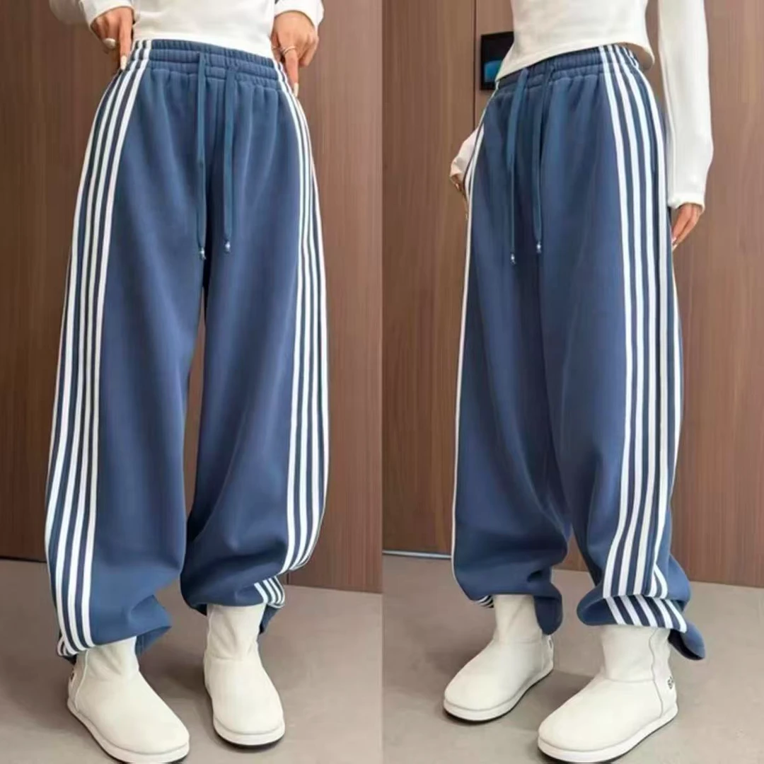 【王小小8792】加绒冬季时尚五条杠休闲卫裤