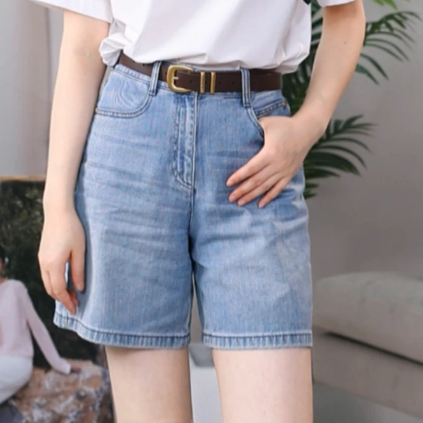 GIRDEAR/哥弟女装新款夏日时尚潮感宽松高腰百搭牛仔短裤110003