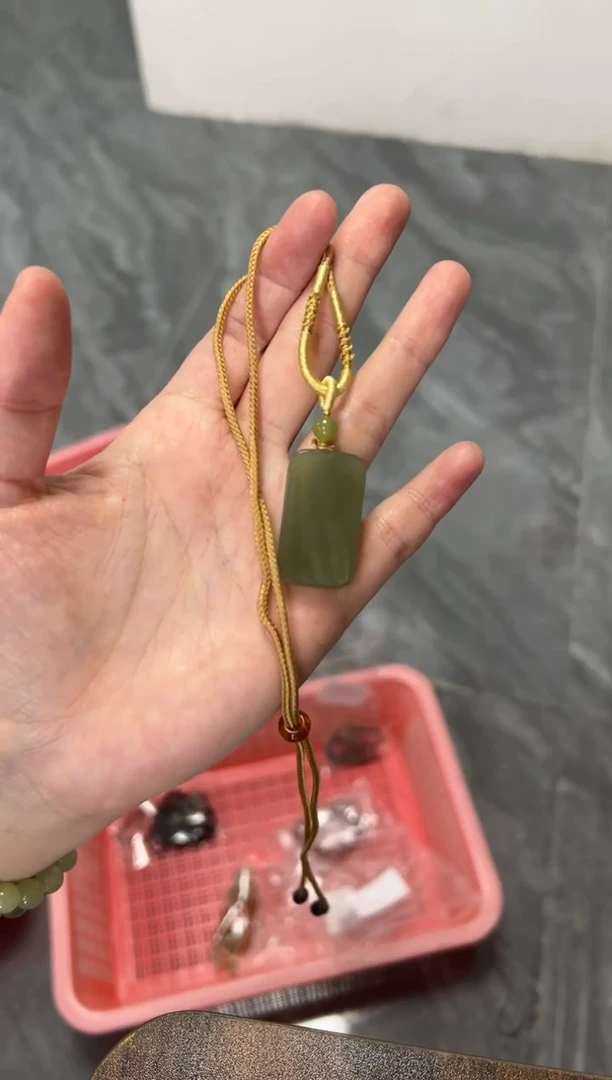 项链未镶嵌和田玉和田玉方牌吊坠项链[多样发其一]