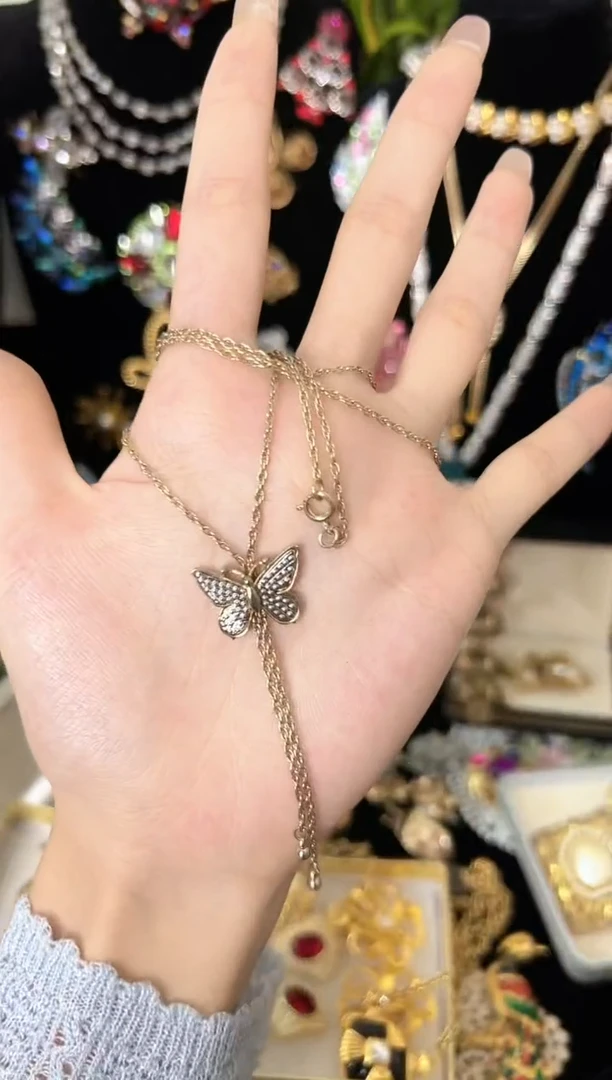 铜合金合成碳硅石avon蝴蝶y字链项链