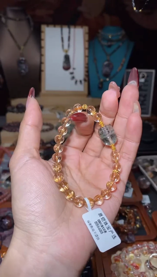 【闪购商品】水晶手串未镶嵌玫瑰钛晶绿幽灵貔貅