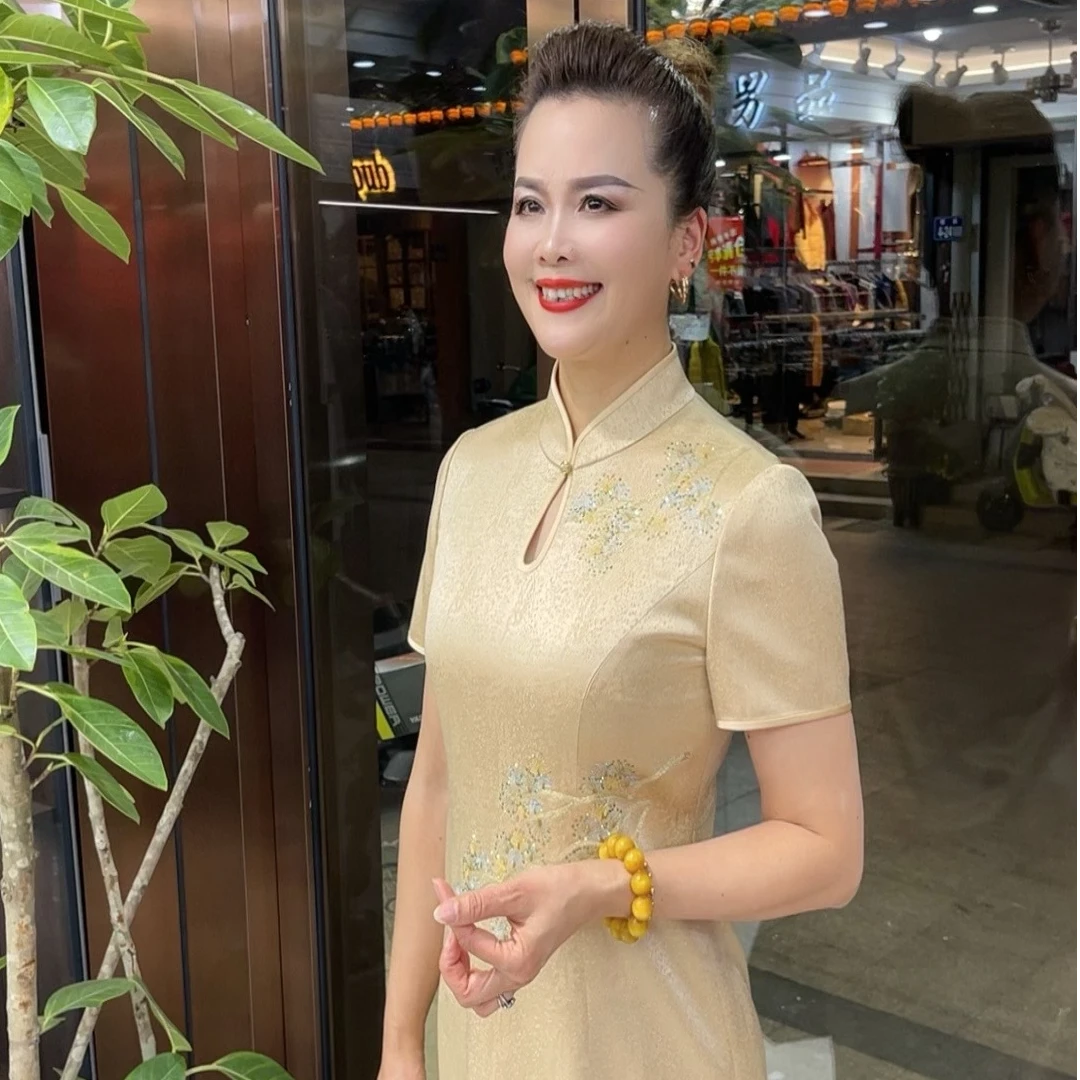 高级香槟色礼服旗袍ZZY170067