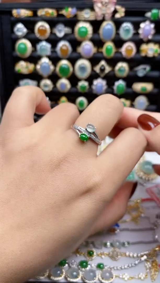 银S925镶嵌戒指翡翠8843