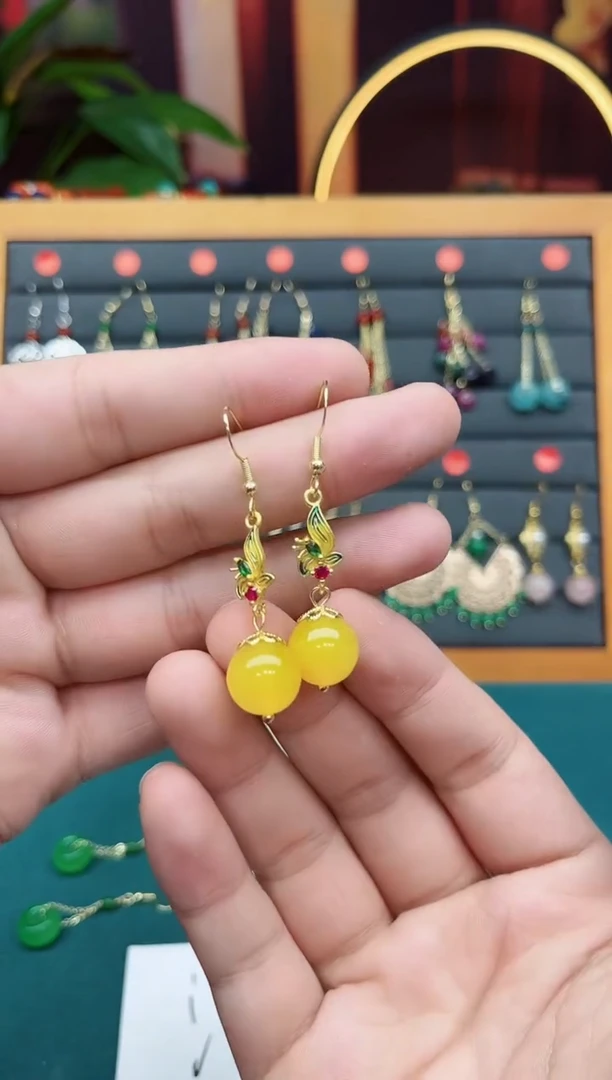 玛瑙/玉髓耳饰银S925镶嵌318000