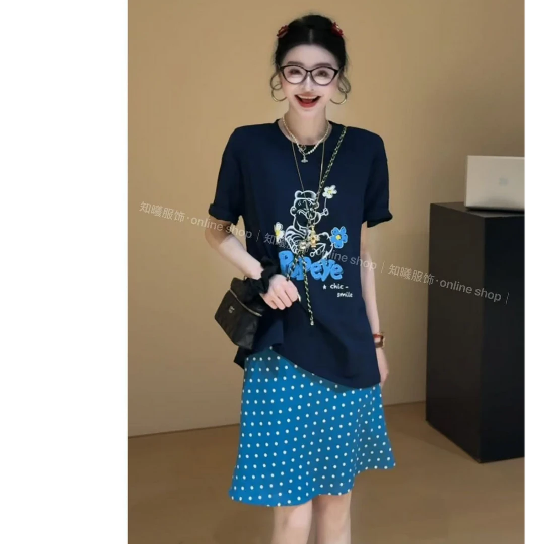 夏季小众美式大力水手印花百搭宽松短袖T恤70319