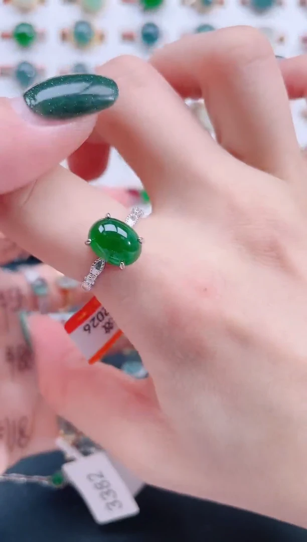 银S925镶嵌戒指翡翠天然翡翠