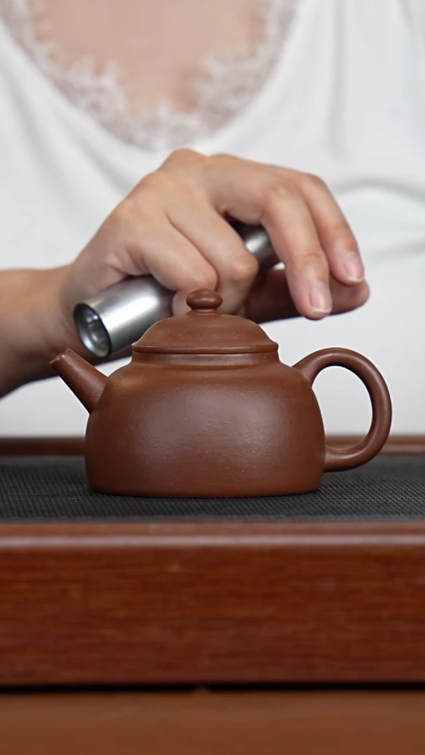 茶壶紫砂微瑕中槽青柏原圆壶