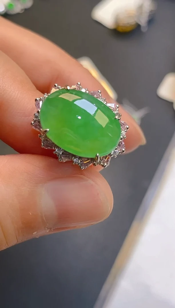 【闪购商品】翡翠耳饰银S925镶嵌天然A货翡翠1