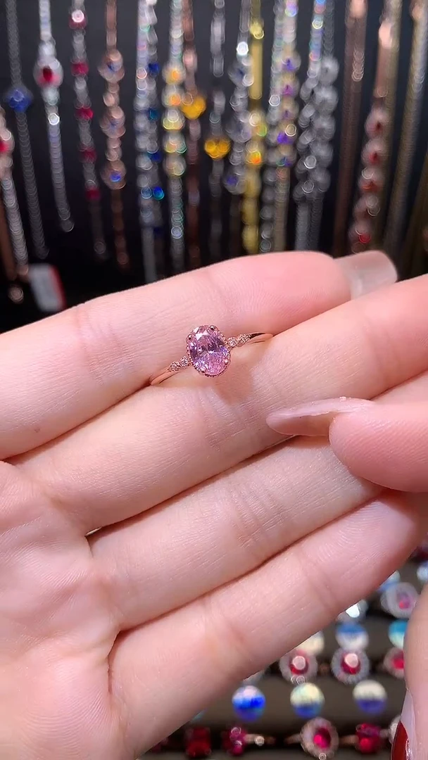 【闪购商品】水晶戒指银S925镶嵌5.7玫瑰金