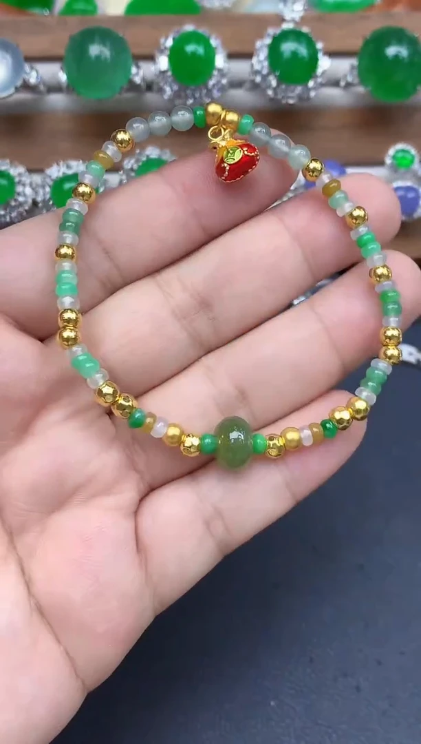 足金镶嵌手链翡翠447-中国好珍宝