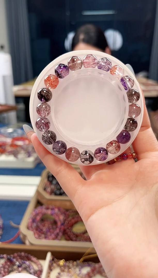 未镶嵌手串水晶黑加仑超七单圈手串9mm【多样性发一】