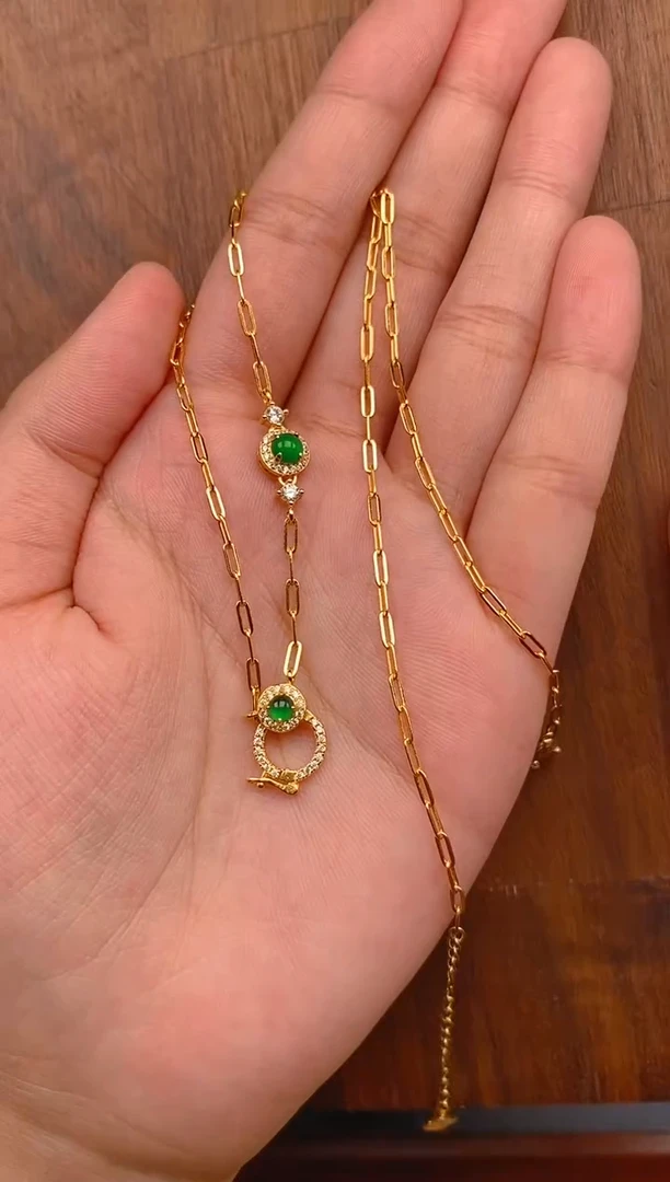 【闪购商品】翡翠项链银S925镶嵌蛋面项链