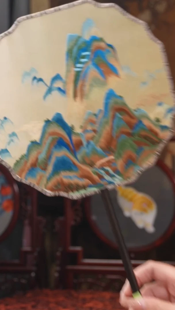 刺绣团扇 绣花双面非遗