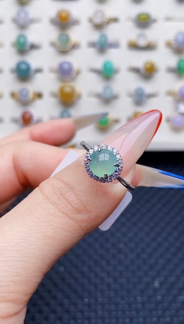 银S925镶嵌戒指翡翠0404