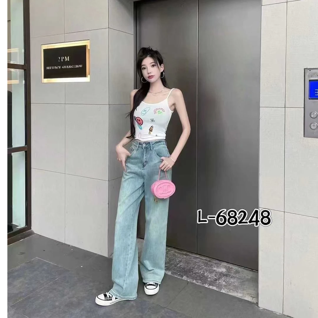 高端弹力牛仔直筒裤