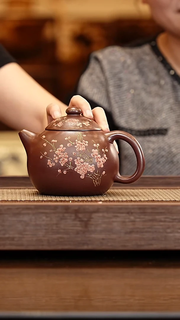 茶壶紫砂【李昌鸿】文旦 480cc+竹画+竹杯