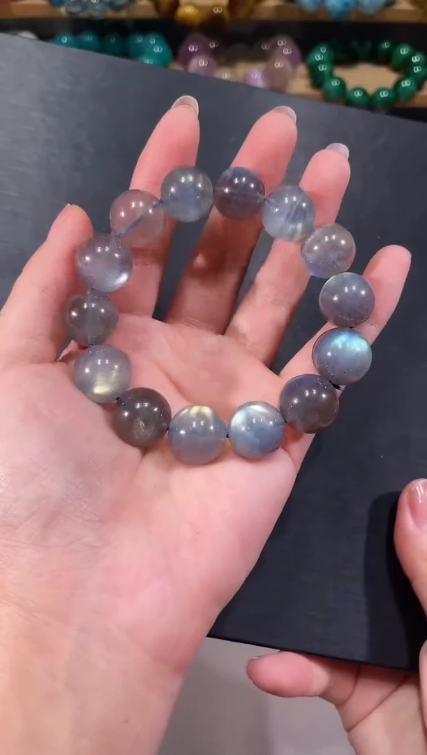 未镶嵌手链长石A293 灰月光 15