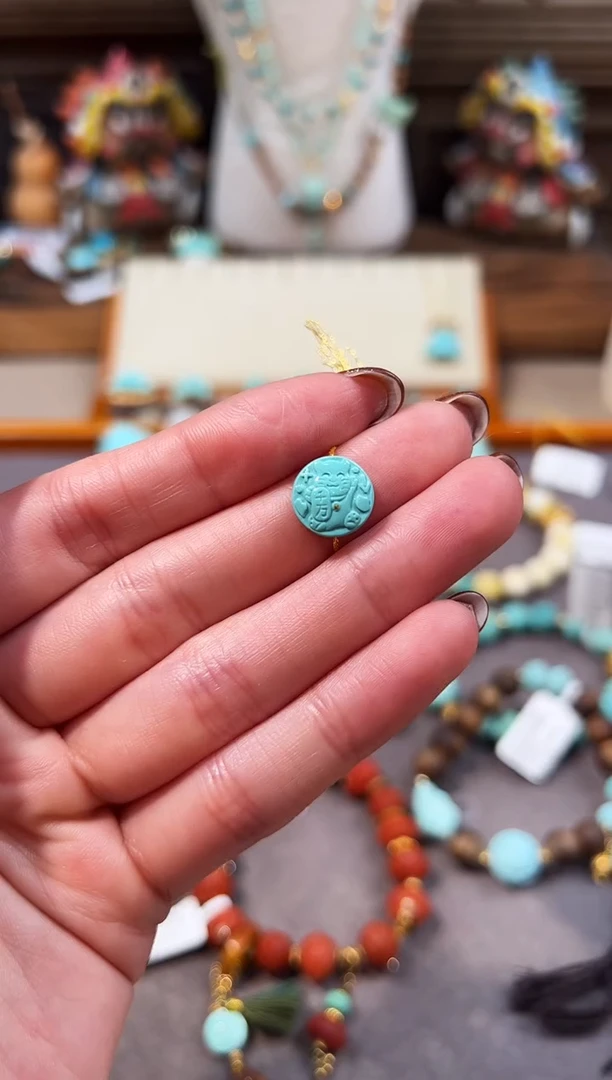 未镶嵌绿松石配饰K****v猫咪圆牌