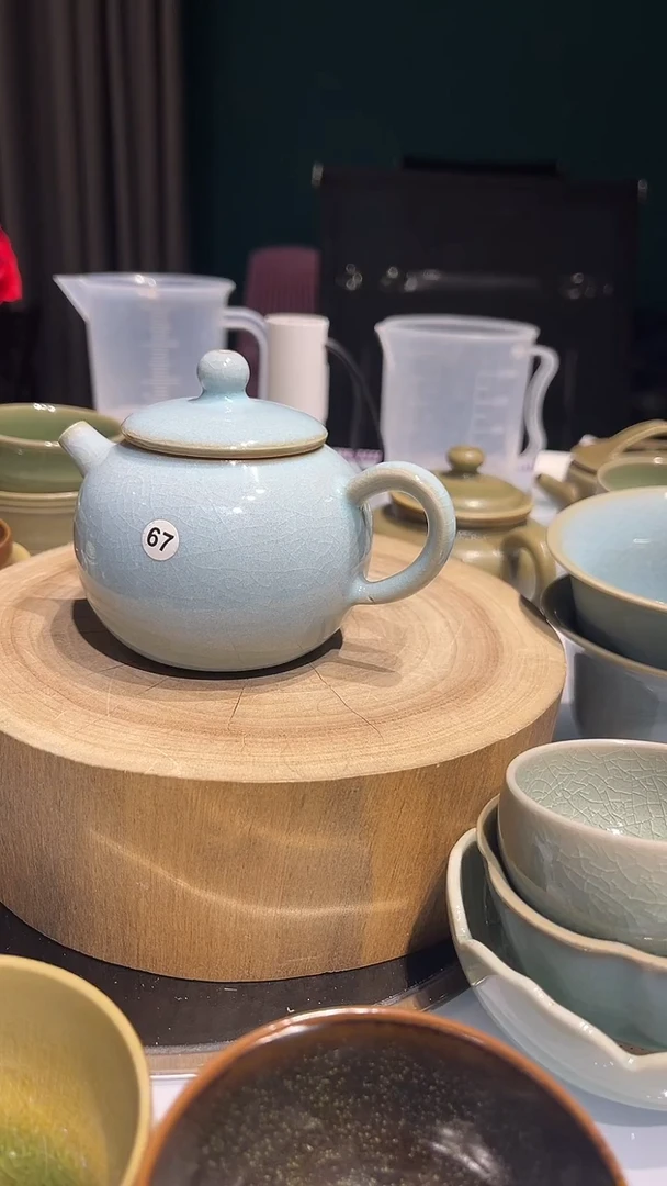 摆件陶原生态原矿天青苹果壶