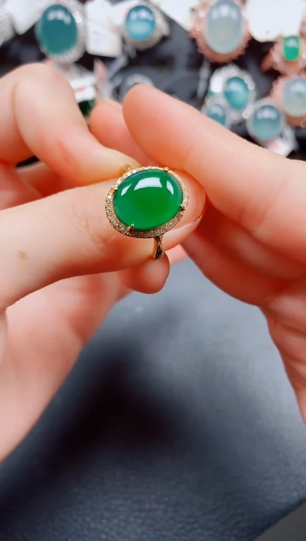 银S925镶嵌戒指翡翠翡翠