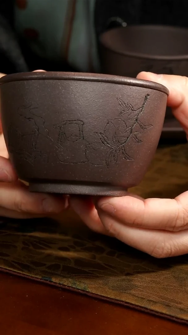 茶壶紫砂天青清供桃子大杯