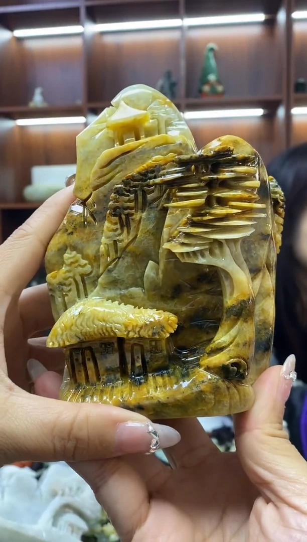 未镶嵌蛇纹石玉摆件用****2