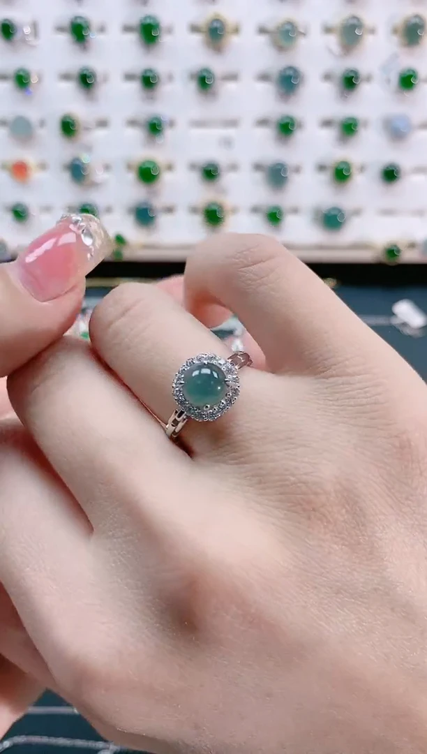 【闪购商品】翡翠戒指银S925镶嵌天然翡翠