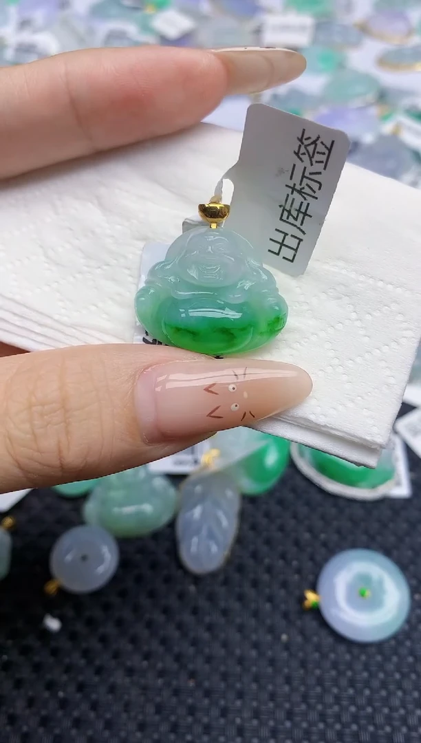 翡翠18K金镶嵌颈饰671   天然翡翠A货