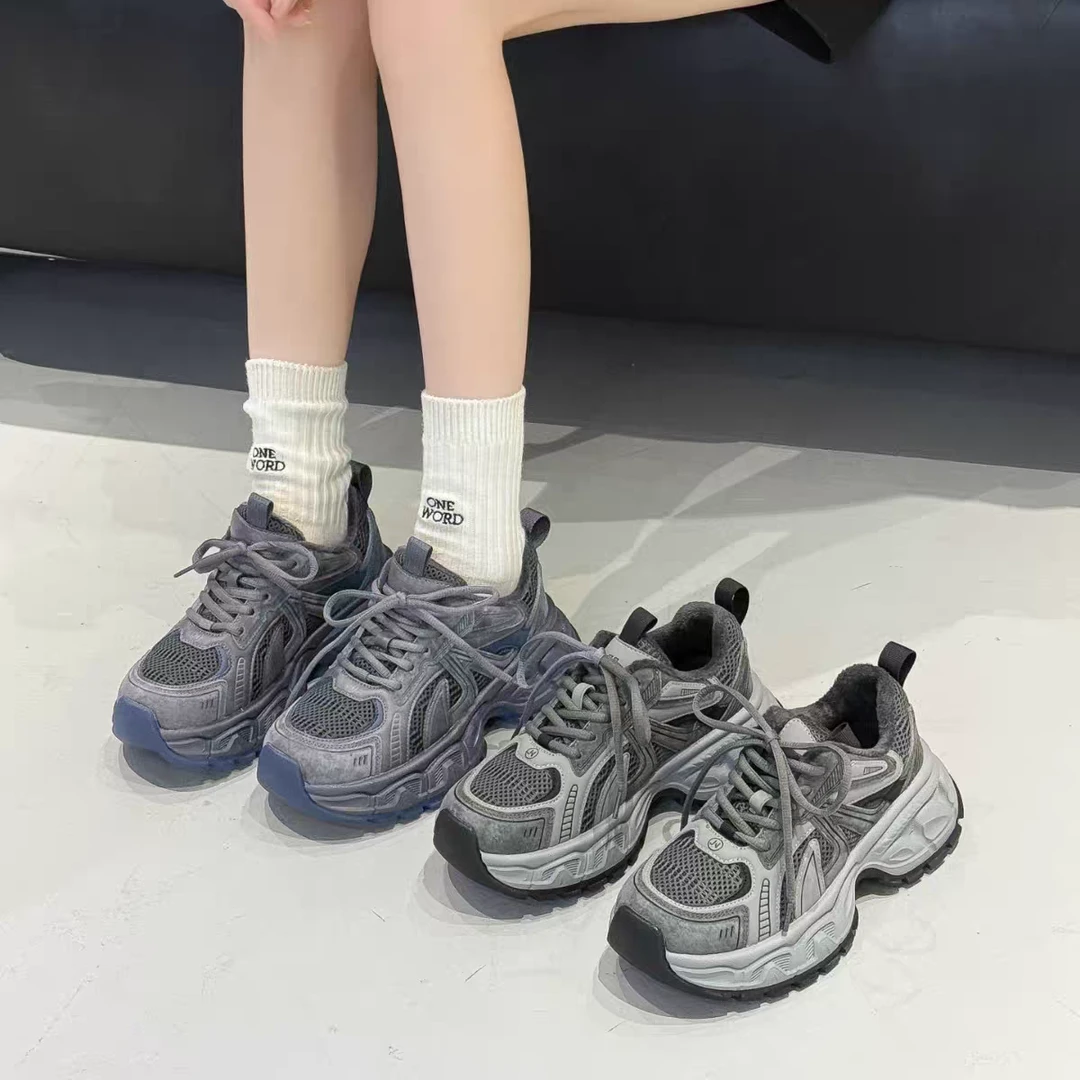 秋冬潮酷ins风加绒松糕厚底休闲老爹鞋S881 DD