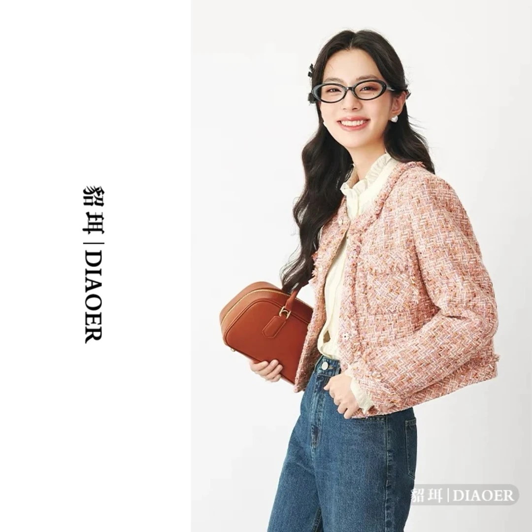 DIAOER/貂珥【金粉世家】小香风外套女 2024新短款粗花呢秋冬款流苏