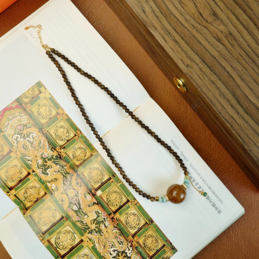 沉香奇楠沉香发晶项链