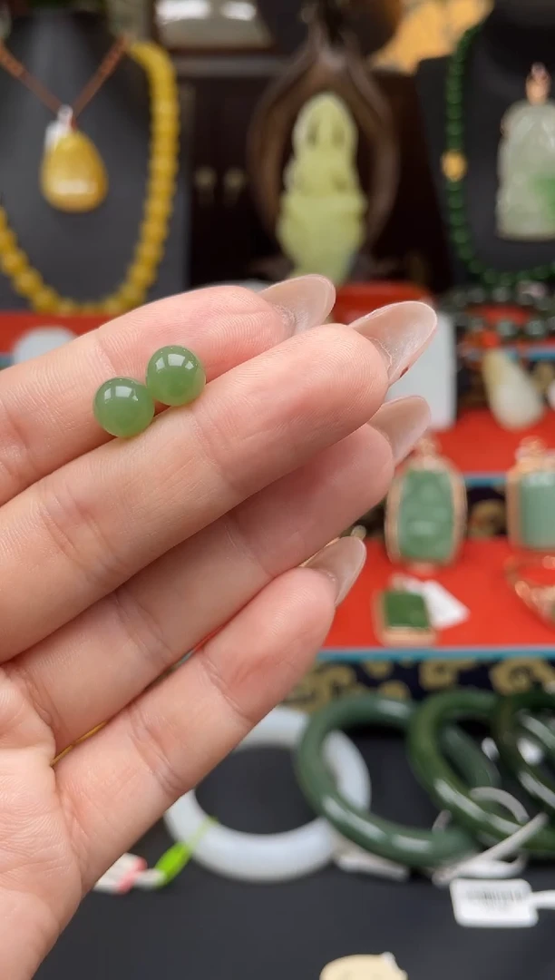 和田玉银S925镶嵌耳饰耳饰f100